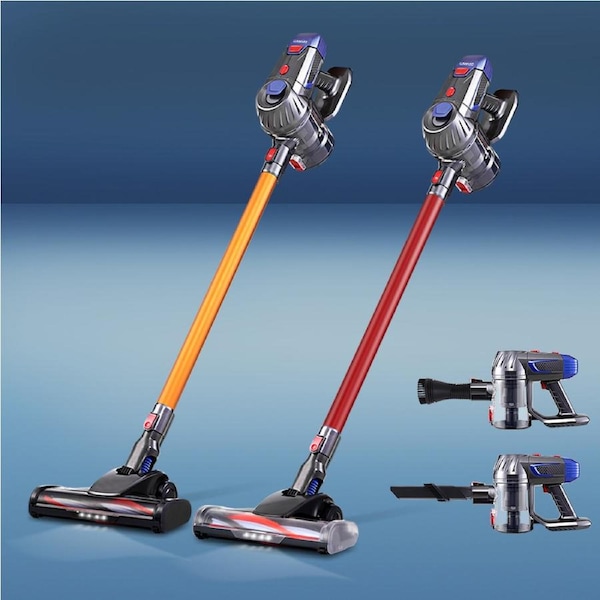 Devanti Stick Vacuum Cleaner Cordless Bagless Stick Handstick Vac Recharge 150W Gold Red Red