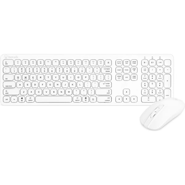 Bonelk KM-447 Bluetooth/2.4GHz Wireless Keyboard/Mouse Combo For Smartphones WHT