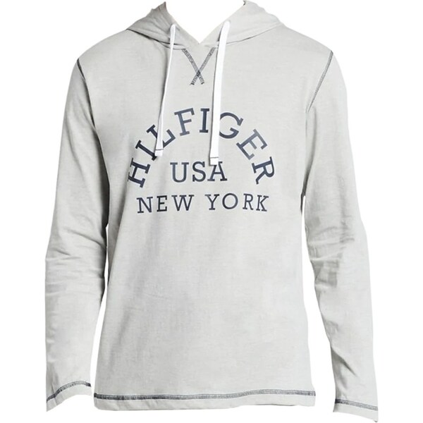 Tommy Hilfiger Mens Size L Sleepwear Jersey Pyjama Hoodie Home Loungewear Grey