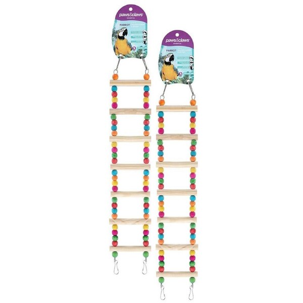 2x Paws & Claws Parrot/Birds 54cm Hanging Wooden Ladder Interactive Pet Play Toy