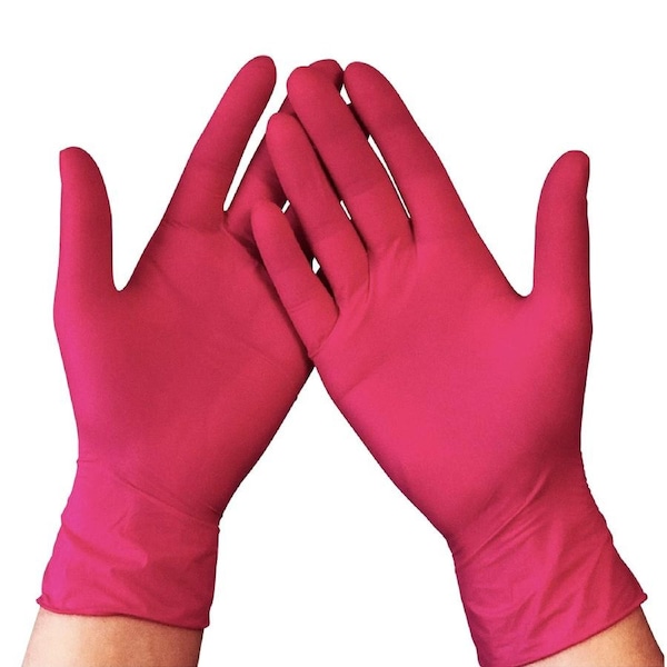 500pcs Nitrile Pink Disposable Gloves Examination Gloves Latex & Powder Free - Extra Large