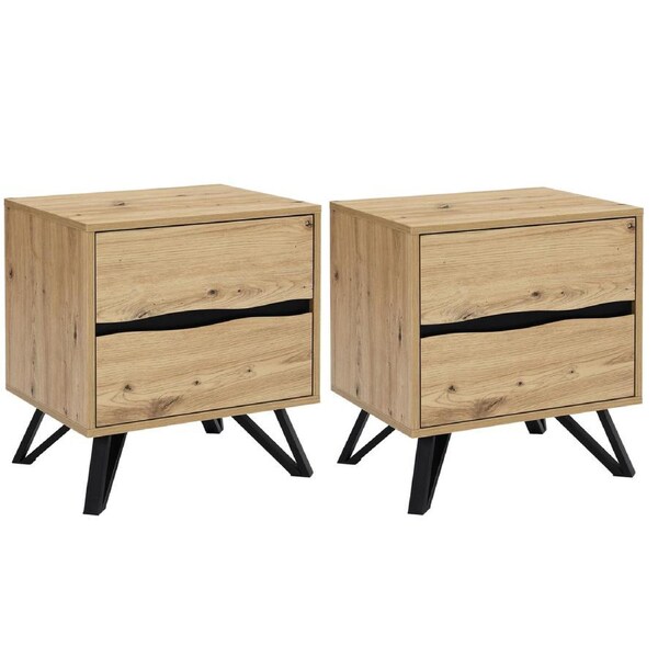 Grayson 2 Drawer Bedside Table Bundle - Set of 2 Units for Stylish and Functional Bedroom Storage