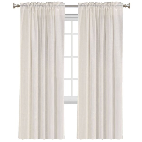 2x Natural Linen Blended Airy Curtains for Living Room Home Decor Soft Rich Material Light Reducing Bedroom Drape Panels W132cm x D213cm / Natural