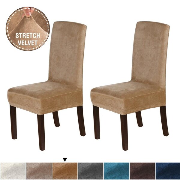 2x Velvet Dining Chair Cover Stretch Chair Covers for Dining Room Chair Slipcovers Chair Protectors Covers Luggage