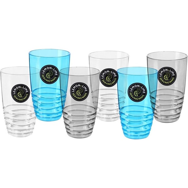 6x Lemon & Lime Wave Deco 700ml Tumbler Water/Juice Drink Party/Picnic Cup Asst
