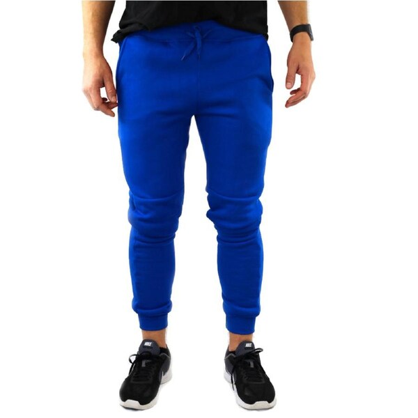Mens Skinny Track Pants Joggers Trousers Gym Casual Sweat Cuffed Slim Trackies Fleece Royal Blue / M