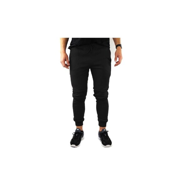 Mens Skinny Track Pants Joggers Trousers Gym Casual Sweat Cuffed Slim Trackies Fleece White / M