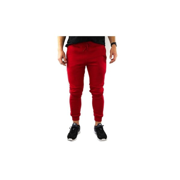 Mens Skinny Track Pants Joggers Trousers Gym Casual Sweat Cuffed Slim Trackies Fleece Red / 3XL