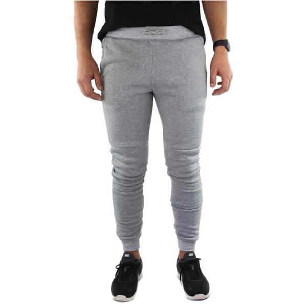 Mens Skinny Track Pants Joggers Trousers Gym Casual Sweat Cuffed Slim Trackies Fleece Heather Grey / XL