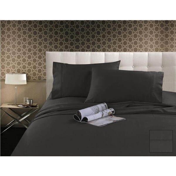 300TC Hotel Quality 100% Cotton Sateen Fitted Sheet Set Charcoal All Bed Sizes Double
