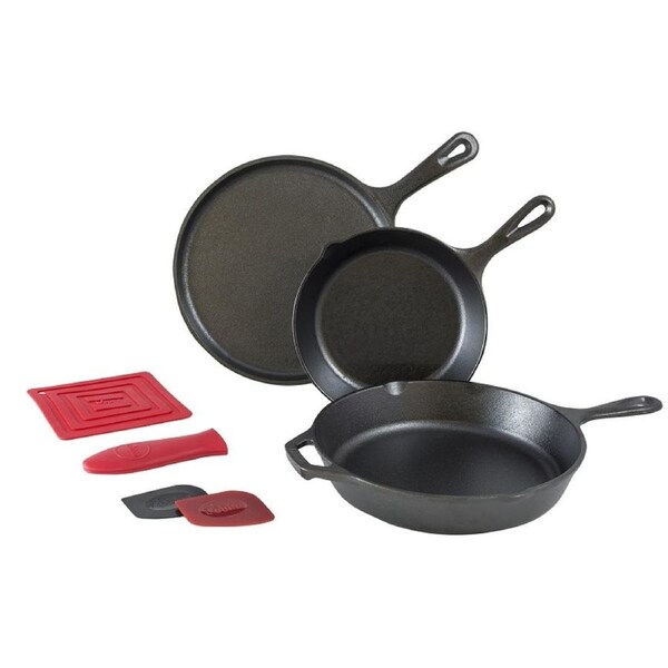 LODGE COOKWARE Cast Iron Cooking Skillet 6pcs Pan Set
