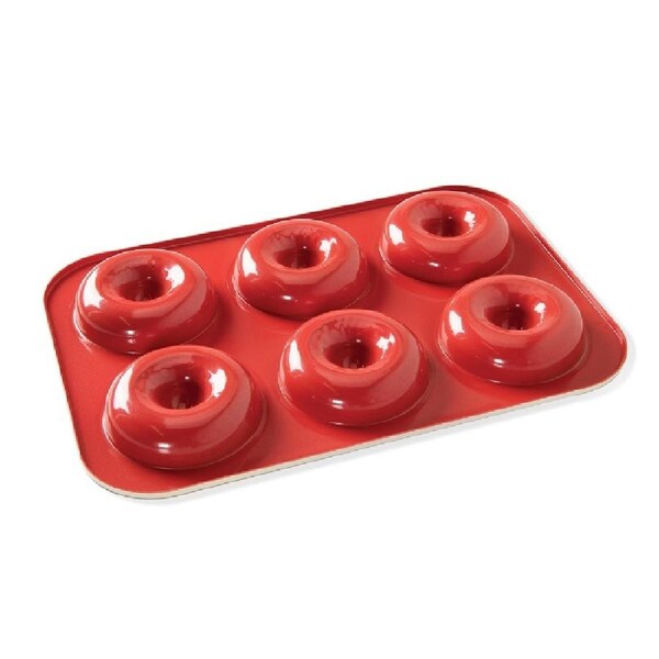 Nordic Ware Non Stick Red Aluminium 6 Cup Donut Pan