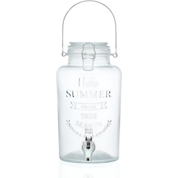 Lemon & Lime 3L Glass Drink Clip Lid Juice/Drink/Water Beverage Stand Dispenser