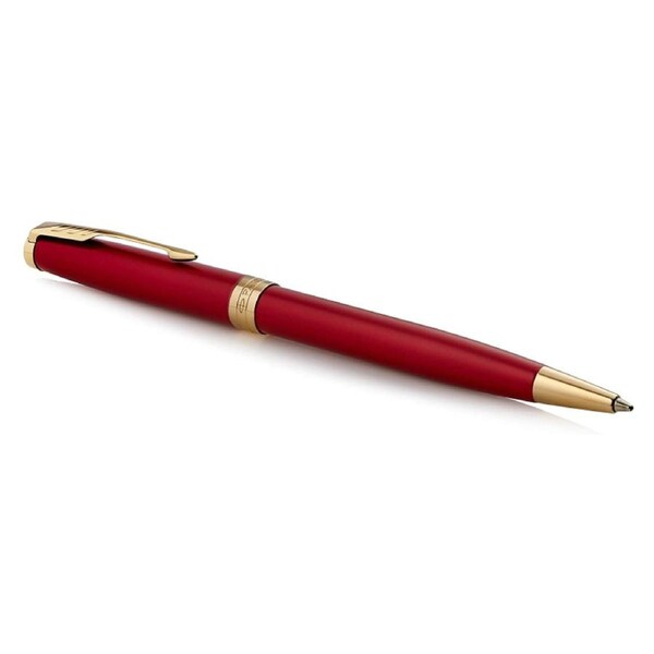 PARKER Sonnet Ballpoint Pen - Red Lacquer with Gold Trim