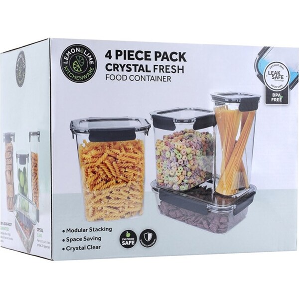 4pc Lemon And Lime Crystal Fresh Air-Tight Food/Pasta Storage Containers Clear