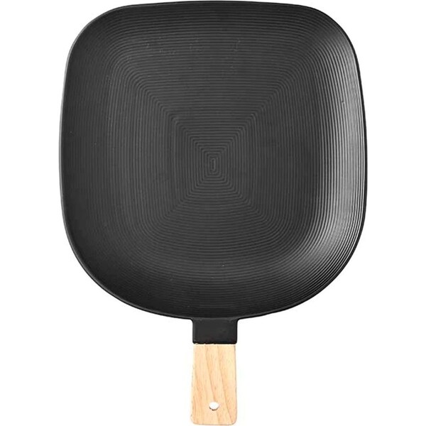 Ladelle Linear Textured Wood Paddle Stick Platter Serving Porcelain Plate Black