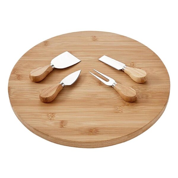 Ladelle 35cm Tempa Fromagerie Spinning Bamboo Cutlery Cheese Board Serving Set