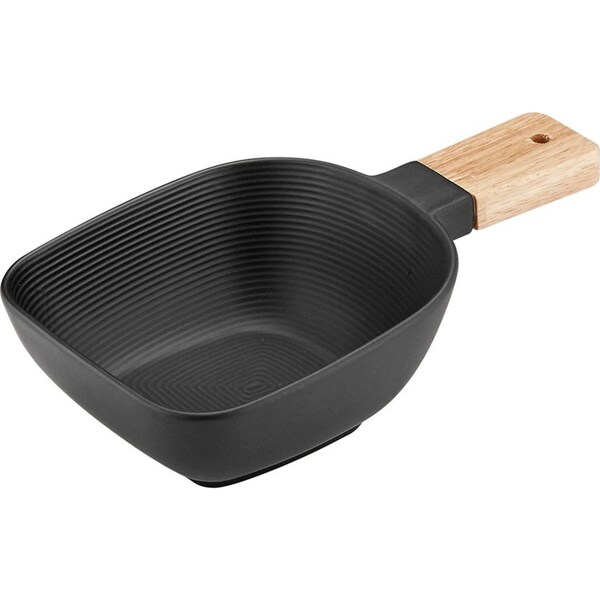 Ladelle 36cm Linear Texture Porcelain Matte Serving Bowl Serve Wood Stick Black