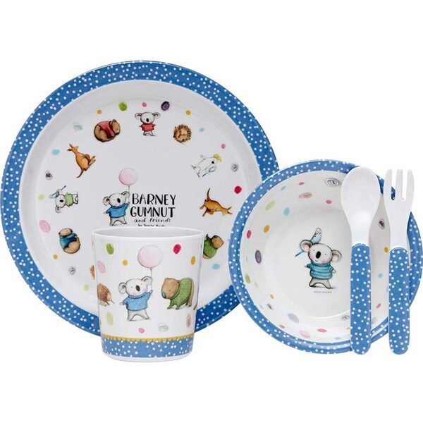 5pc Ashdene Kids Barney Gumnut Friends Melamine Fork/Spoon/Cup/Plate/Bowl Set