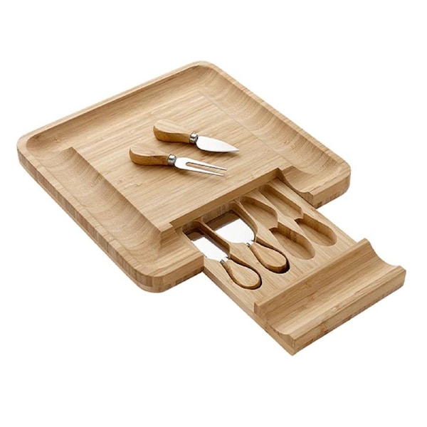 Ladelle Tempa Fromagerie Square Bamboo Serving Grazing Board/Cutlery Platter Set