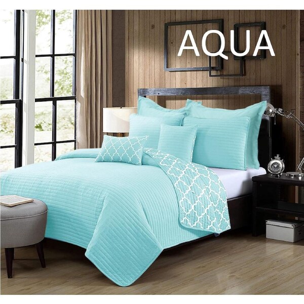 Ramesses 7 Piece Luxury Bamboo Blend Reversible Comforter Set Queen / Sleet