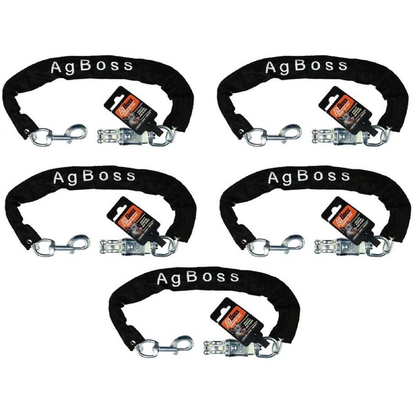 AgBoss 5 Pack 4mm x 500mm Dog Ute Chain with Quick Release - 501138