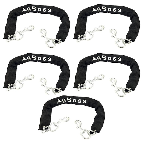AgBoss 5 Pack 4mm x 500mm Dog Ute Chain with Snap Hooks - 501121