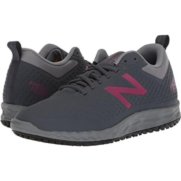 New Balance Womens 806 Wide Fit Slip Resistant Work Shoes - Grey/Berry US 9.5