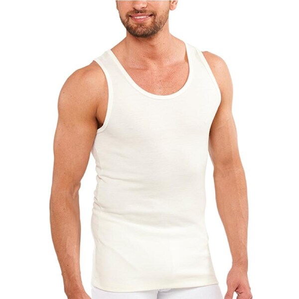 Mens Thermal Singlet Sleeveless Top Merino Wool Blend AUS MADE Thermals Medium (95cm)