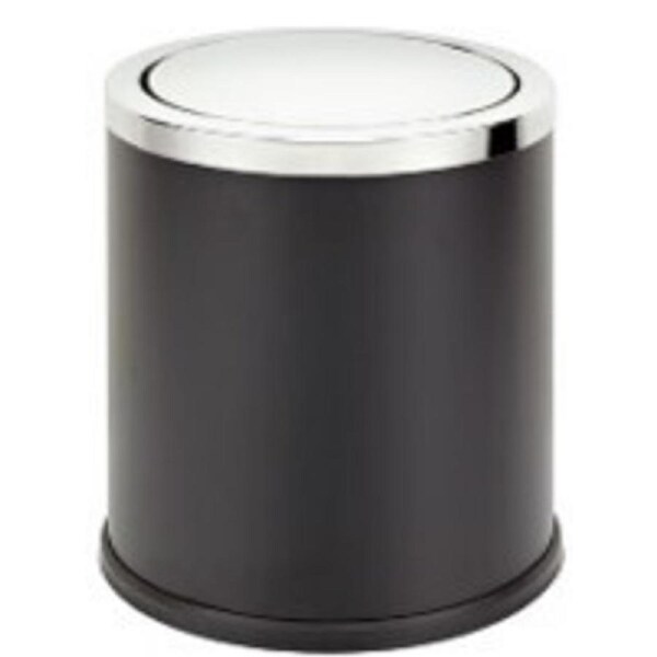 9 Litre Swing Top Round Black Bin