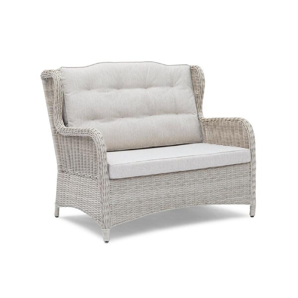FurnitureOkay Rosebud Wicker Outdoor Sofa (2-Seater) - White Shell