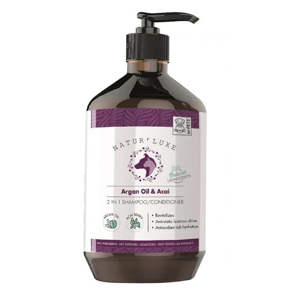 M-Pets 500ml Argan Oil/Acai 2 in 1 Pet/Dog Hydrating Shampoo Conditioner Cleaner