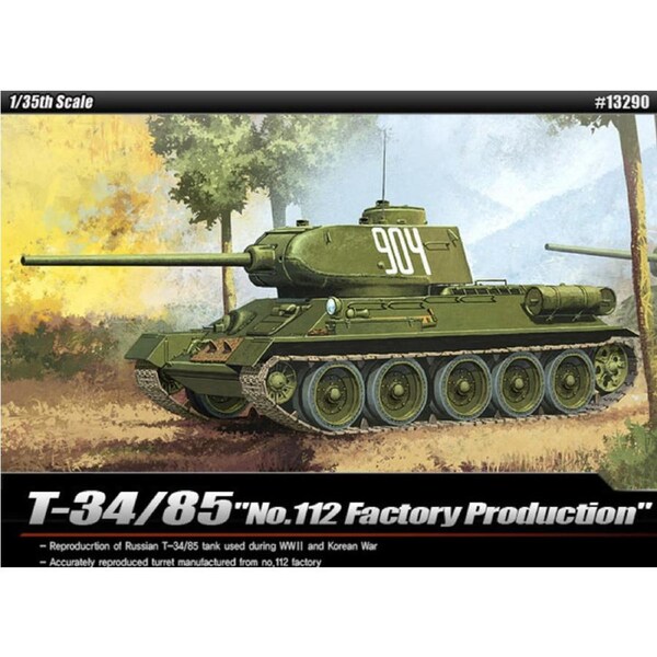 Academy 1/35 T-34/85 "112 Factory Production" Plastic Model Kit [13290]