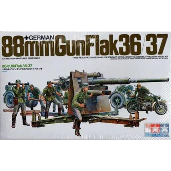 Tamiya 1/35 German 88mm Gun Flak 36/37 With Trailer 35017