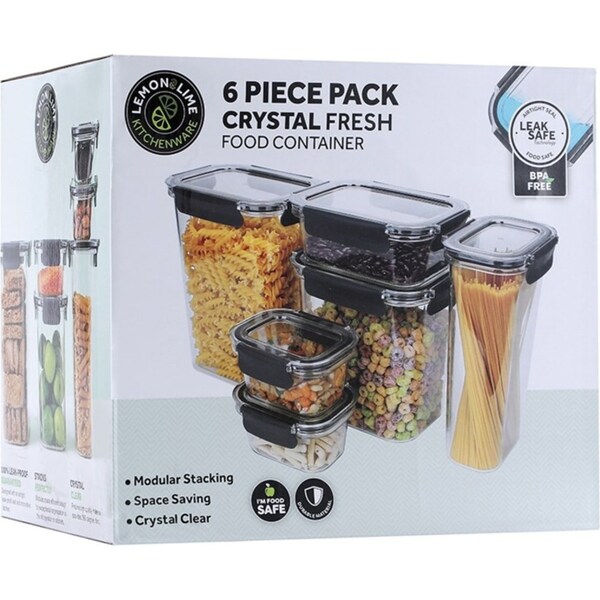 6pc Lemon And Lime Crystal Fresh Air-Tight Food Rice Pasta Storage Containers