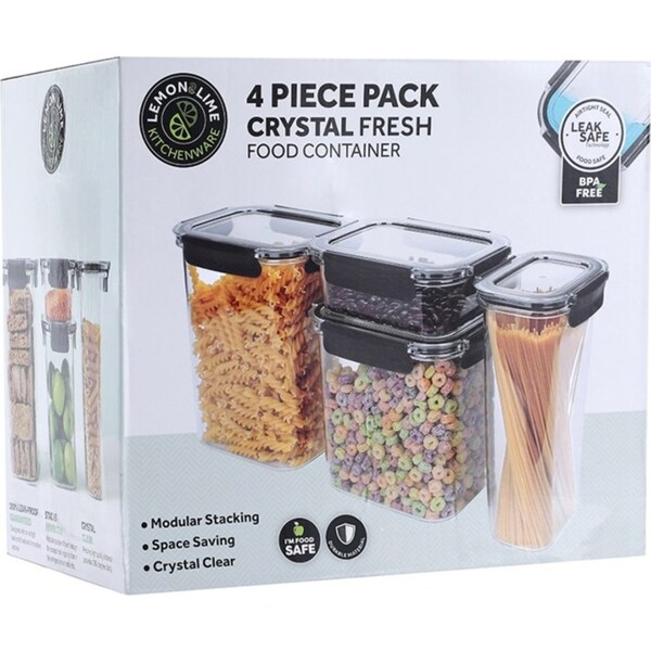 4pc Lemon And Lime Clear Crystal Fresh Air-Tight Food/Pasta Storage Containers