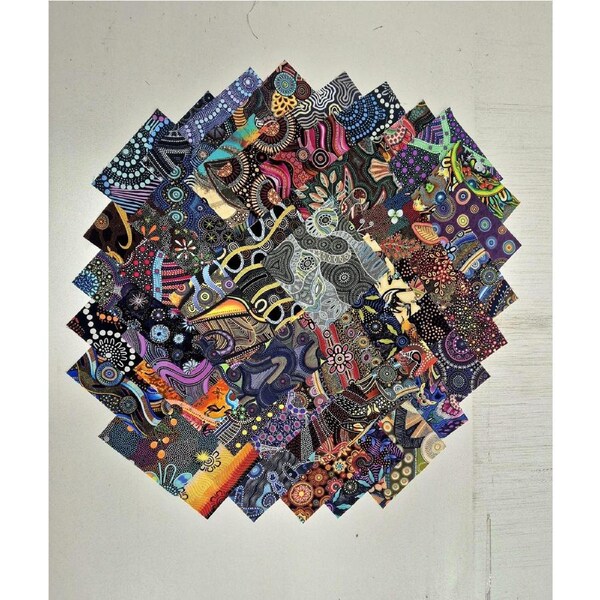 Quilting Charm Pack Patchwork Aboriginal Theme Prints 5 Inch 50 Pack