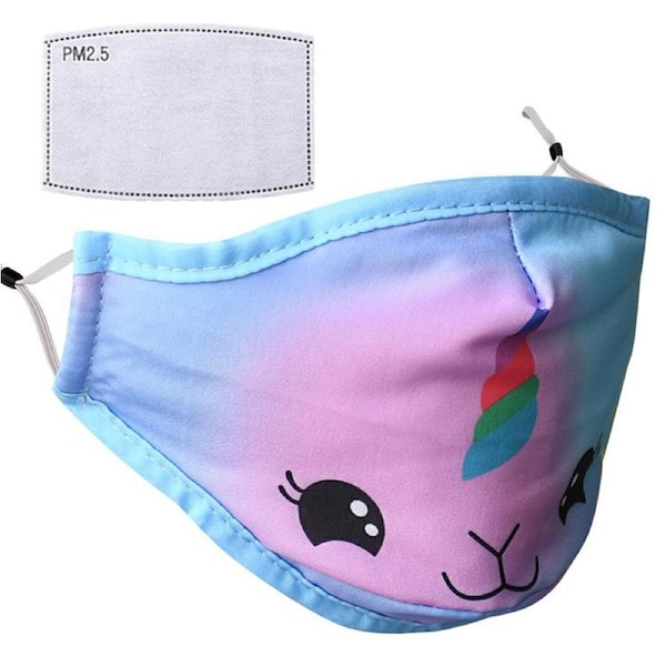 Inkmasters Cotton Reusable Washable Kids Face Mask with Adjustable Ears + 1 Filter PM 2.5 for enhanced Filteration, Safety, Comfort- Cute