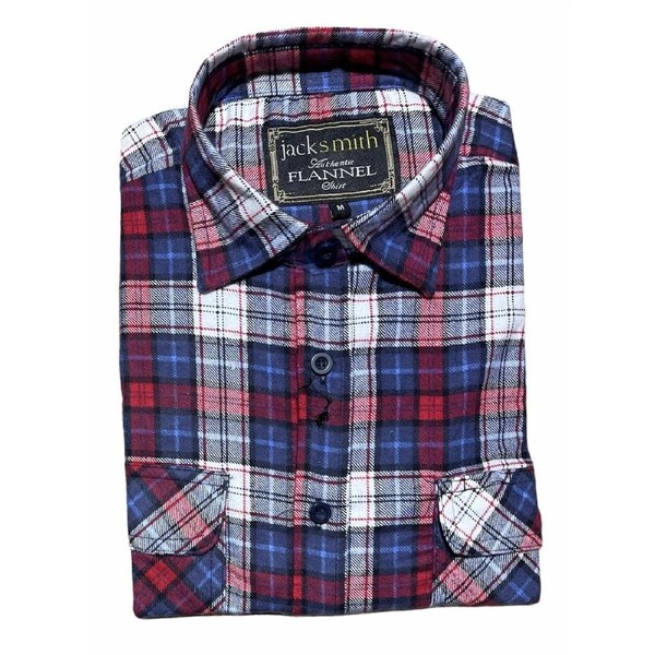 Mens Flannelette Long Sleeve Pullover Shirt 100% Cotton Flannel - Half Placket S