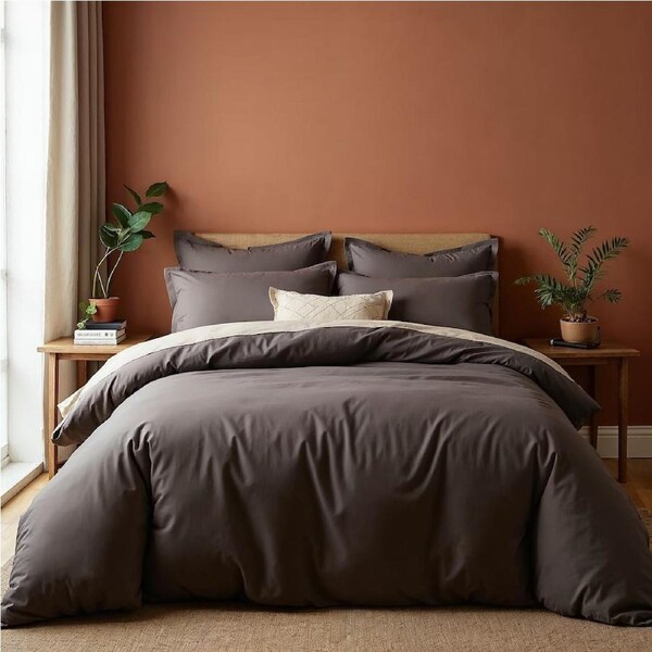 Royal Comfort 1000 Thread Count Bamboo Cotton Sheet and Quilt Cover Complete Set Pewter / Queen