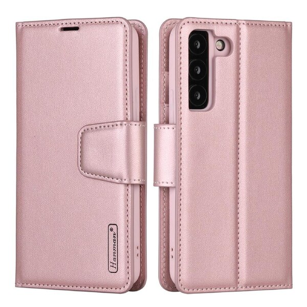 ZUSLAB Galaxy S22 Case 5G 2022 Hanman Leather Wallet Card Case for Samsung - Rose Gold