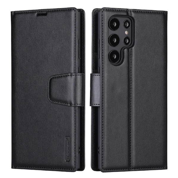 ZUSLAB Galaxy S22 Ultra Case 5G 2022 Hanman Leather Wallet Card Case for Samsung - Black