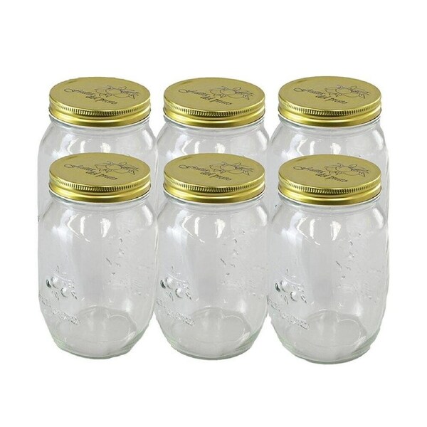 6 x 1L Large Preserving Jar 1000ML Conserve Glass Jars Chutney Storage Jam Sauces