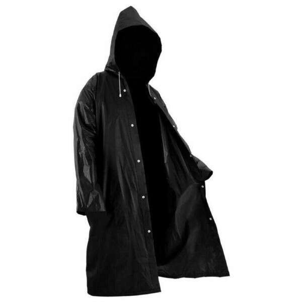 Waterproof Hooded Poncho Raincoat Rainwear Jacket Black
