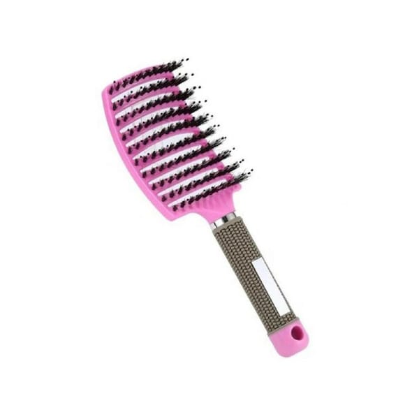 Pink Soft Bristle Hairbrush Massage Comb for All Hair Types