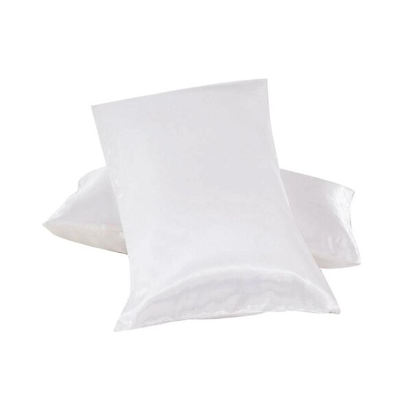 White Silk Satin Pillowcases Standard Size - 1 Pair