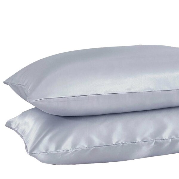 Silver Silk Satin Pillowcases Standard Size - 1 Pair