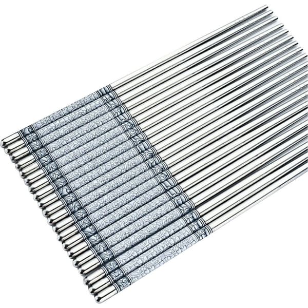 Asian Japanese Chopsticks Stainless Steel Glossy - 5 Pairs