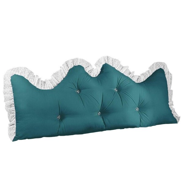 SOGA 120cm Blue-Green Princess Bed Pillow Headboard Backrest Bedside Tatami Sofa Cushion with Ruffle Lace Home Decor
