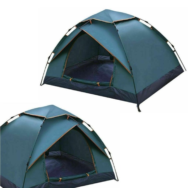 3-4 Persons Camping Tent Green Outdoor UV Protection Automatic Quick Open Waterproof